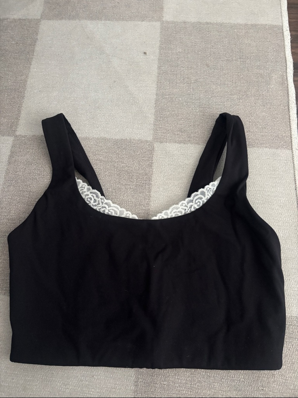 Black Lace-Trim Scoop Bralette